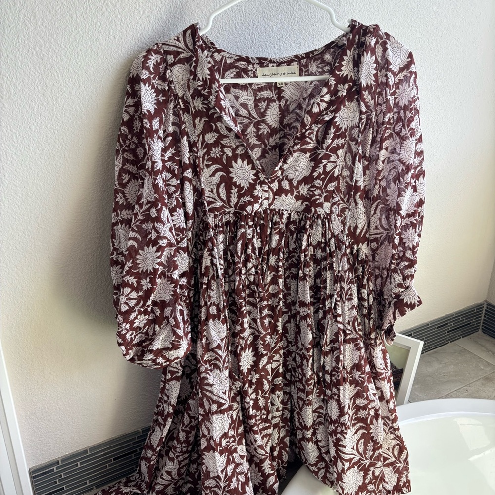 Floral Maxi Dress in Burgundy and White